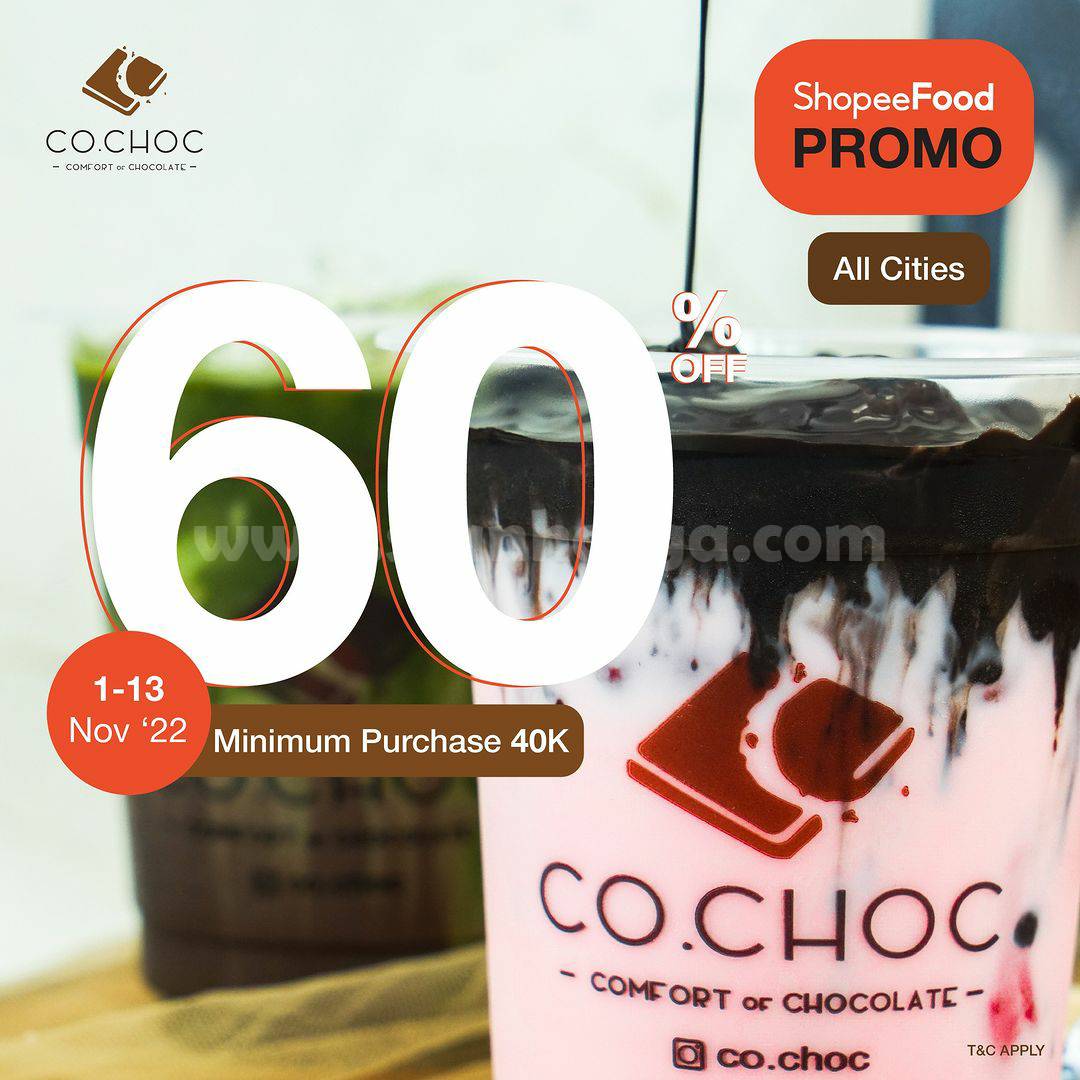 CO.CHOC Promo SHOPEEFOOD DISKON hingga 60%